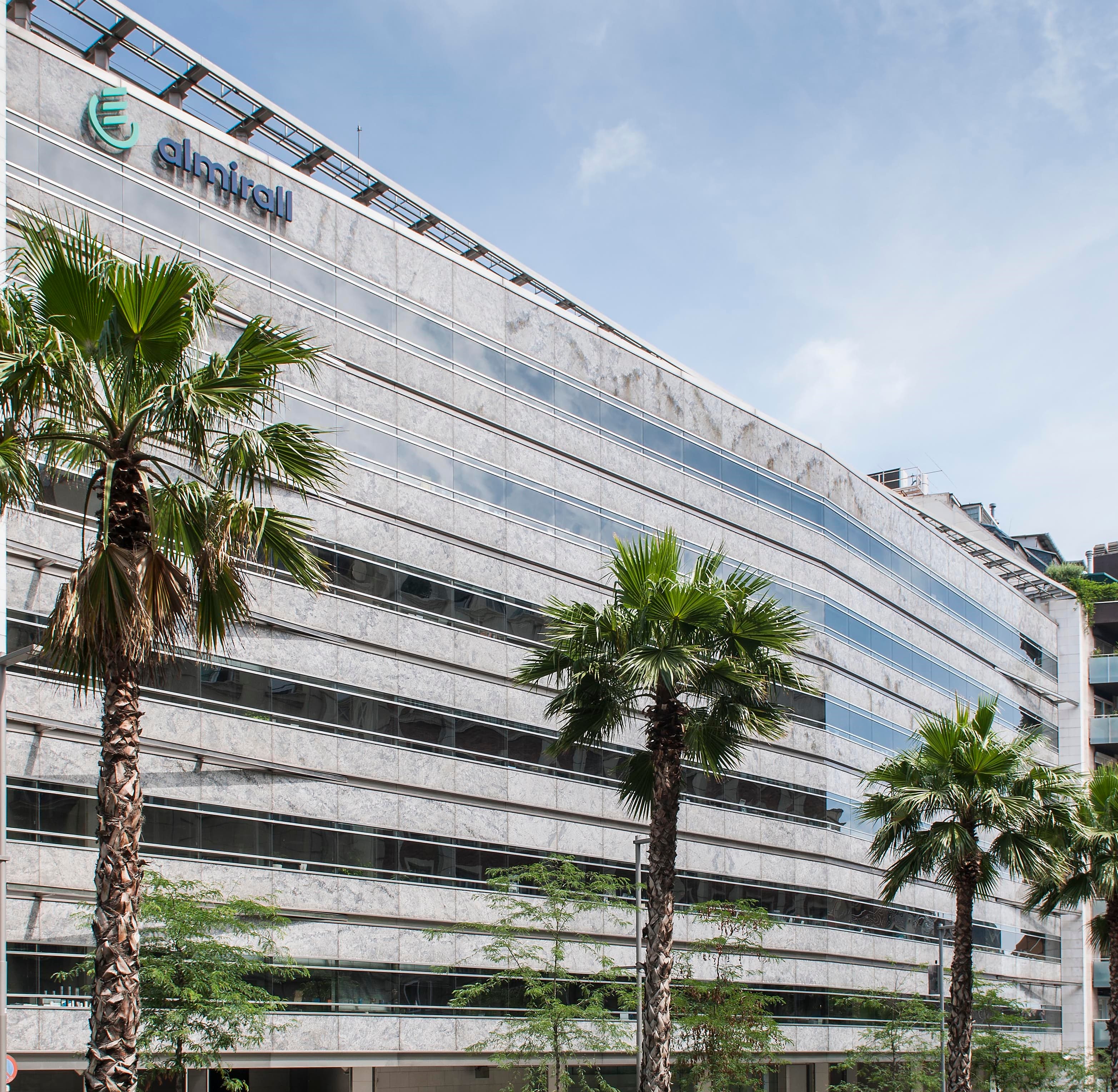 Almirall corporate headquarters building in Barcelona.