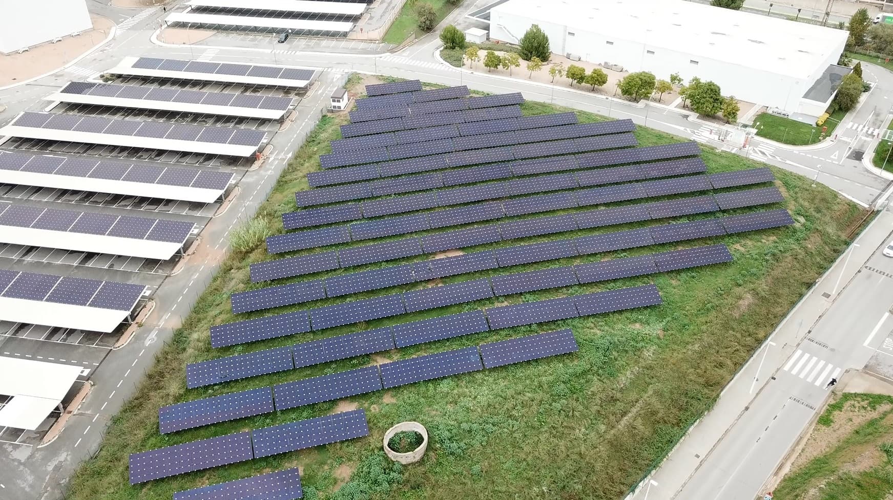 Solar photovoltaic installation at an Almirall site (sustainability / ESG).