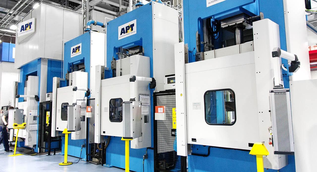 Instrument forming press line at Aesculap production
