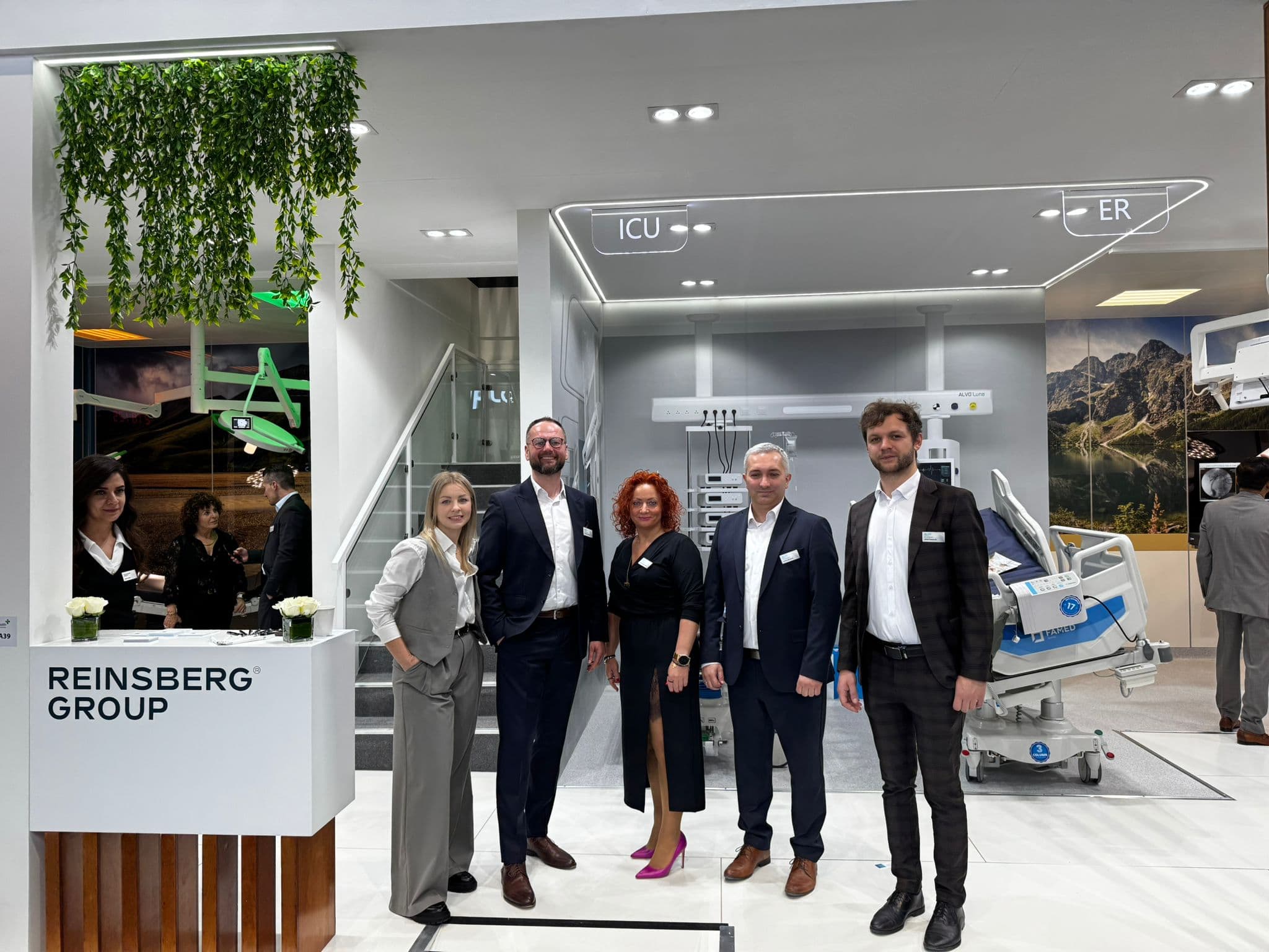 ALVO Medical team members at their booth during the Arab Health 2025 international medical trade show.