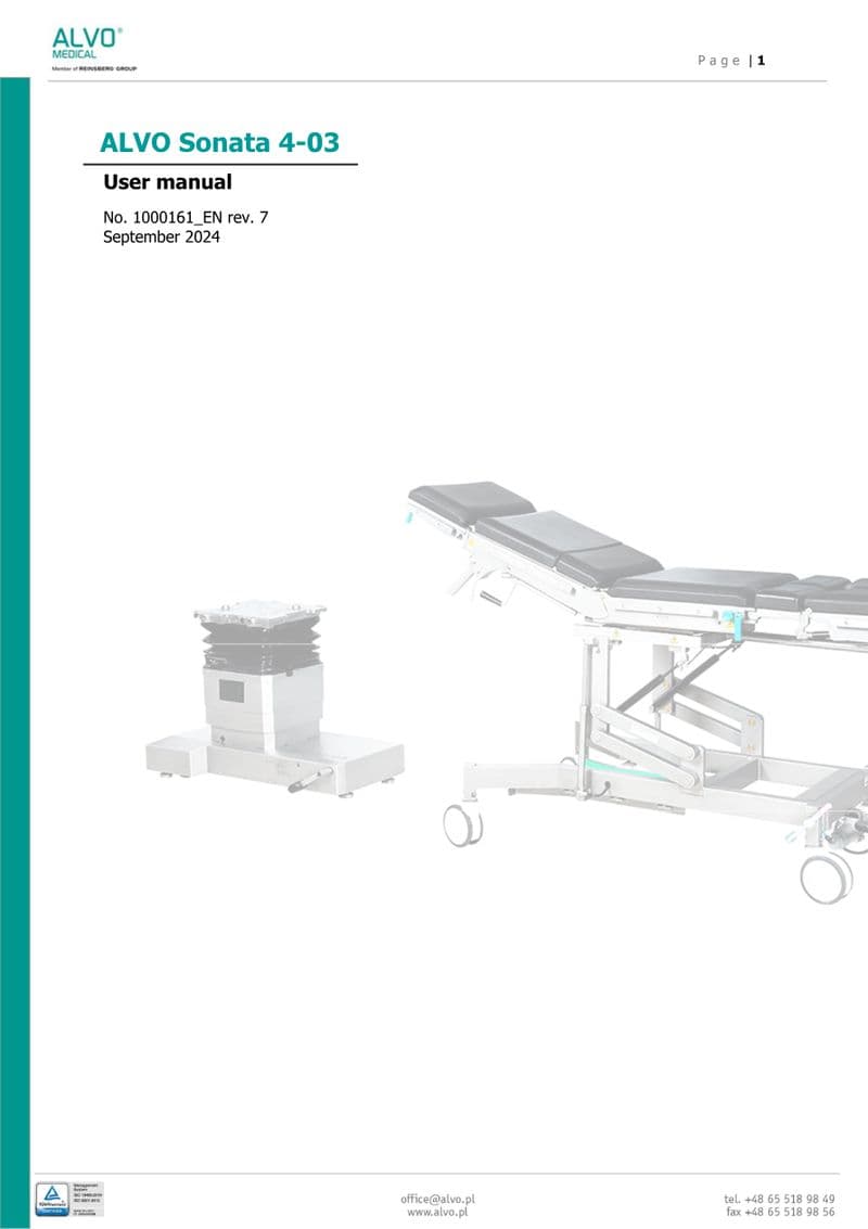 ALVO Sonata Operator Manual