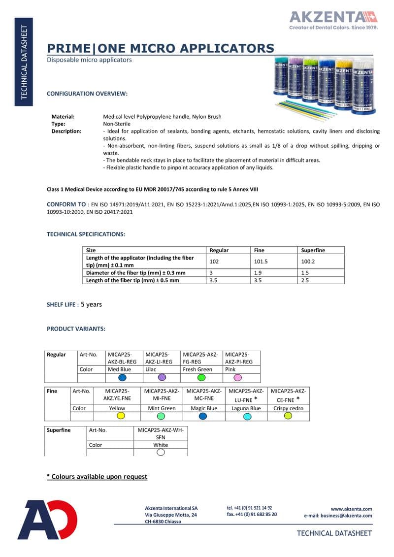 PRIME ONE Applicators Spec Sheet