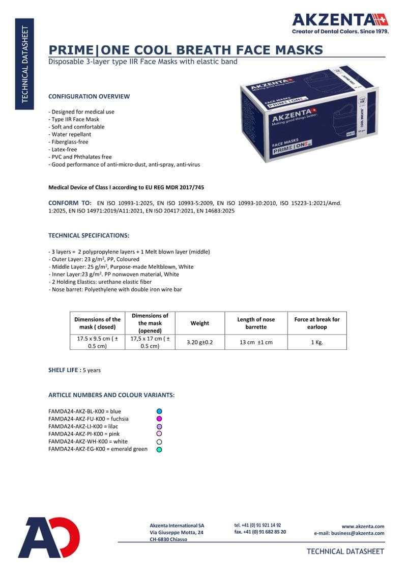 Cool Breath Face Mask Spec Sheet