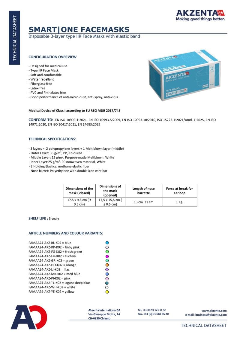 Cool Breath Face Mask Spec Sheet