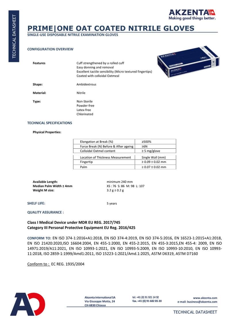 Bio Nitrile Gloves Spec Sheet