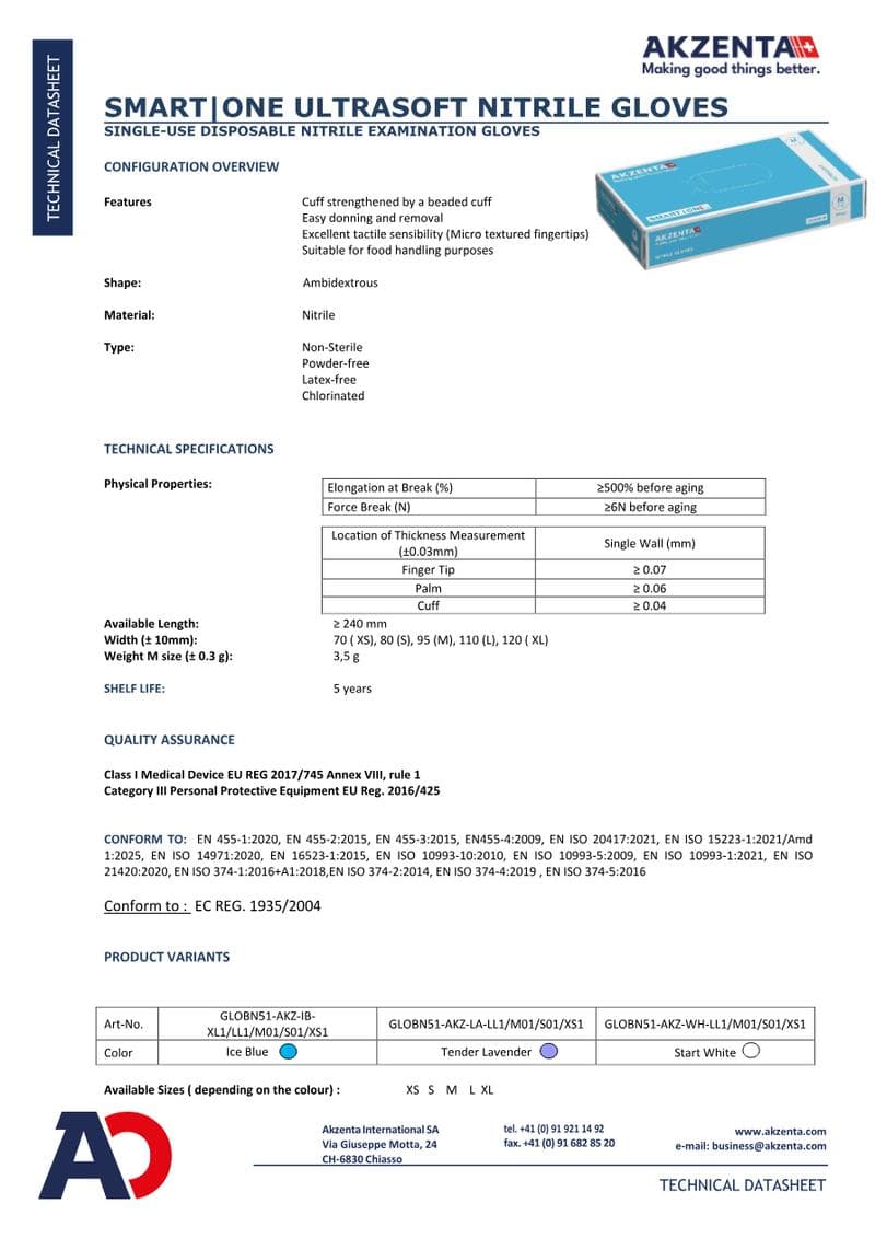 Bio Nitrile Gloves Spec Sheet