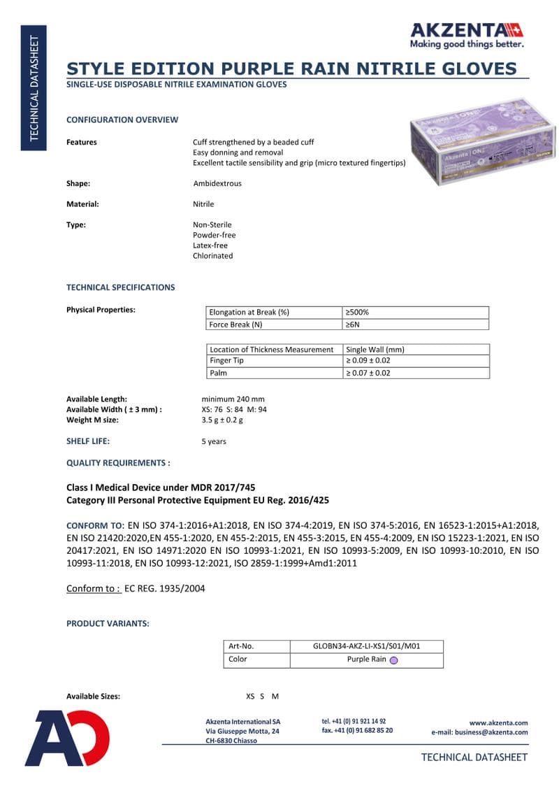 Bio Nitrile Gloves Spec Sheet