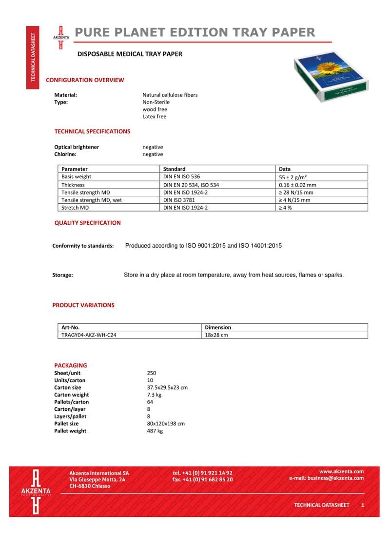 Akzenta International SA Spec Sheet