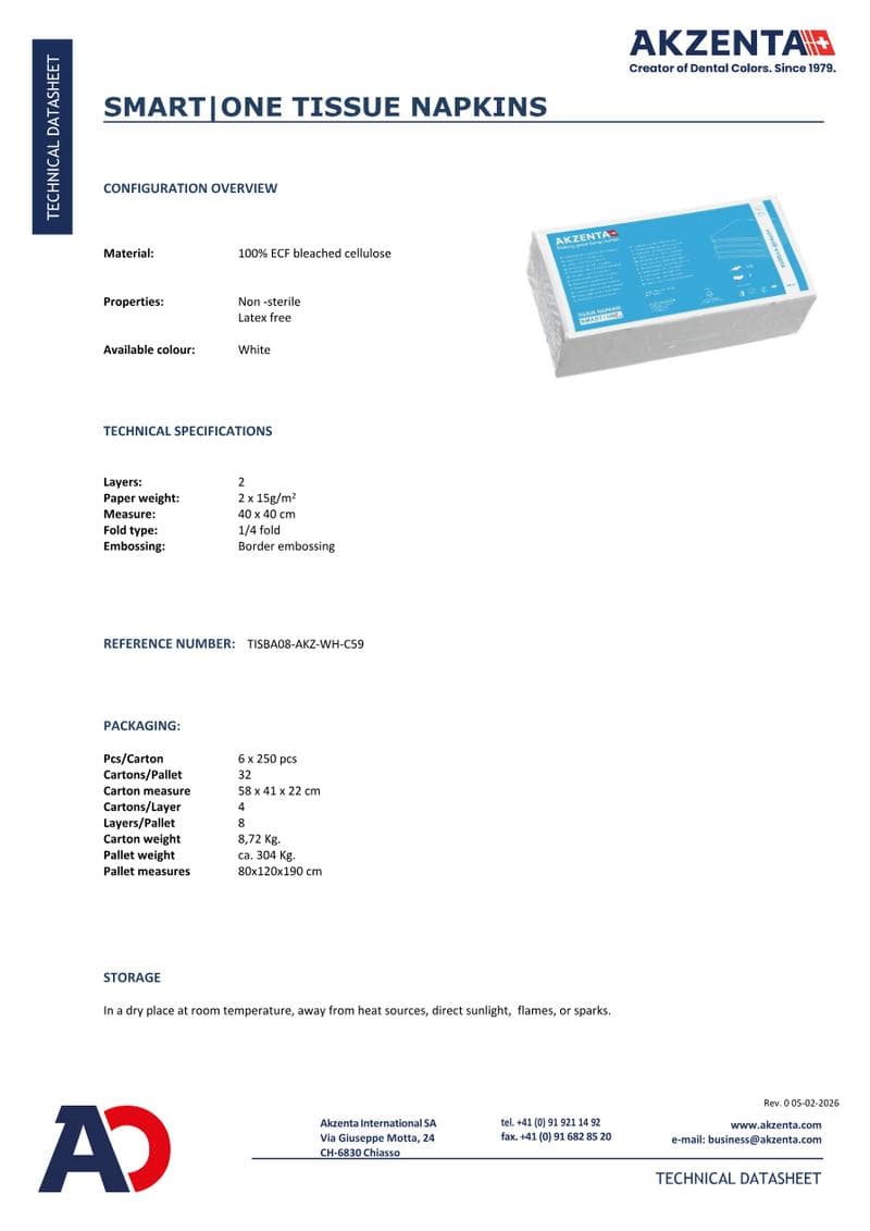 SMART Tissue Napkins Spec Sheet