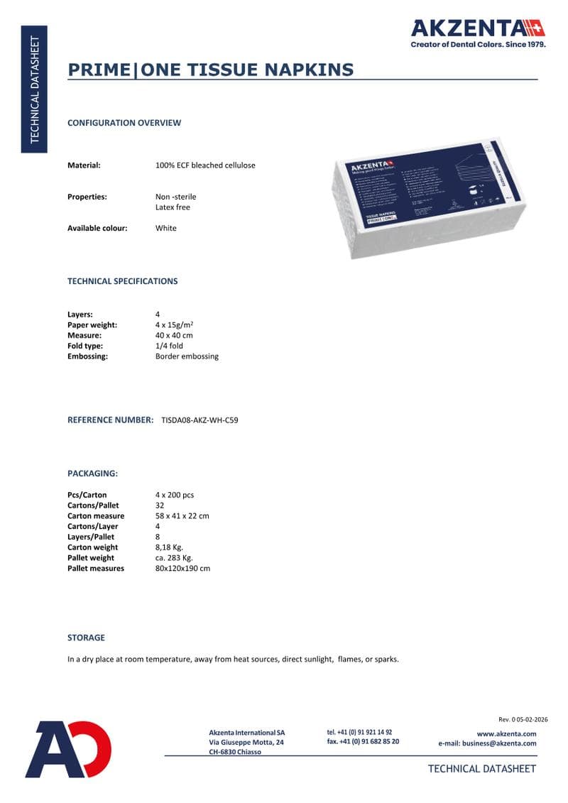 SMART Tissue Napkins Spec Sheet