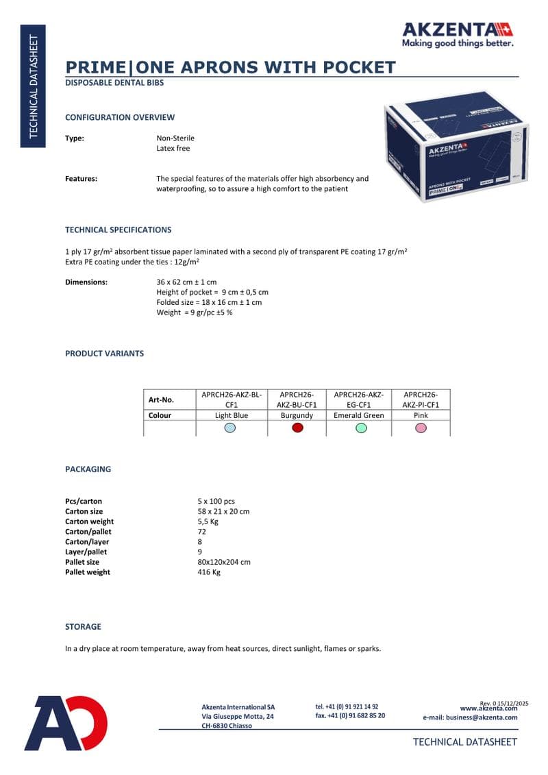 Akzenta 2+1 Aprons Spec Sheet