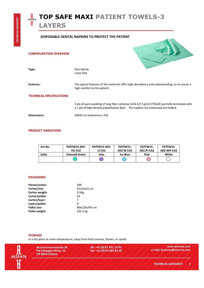 Happy Feet Patient Towels Spec Sheet