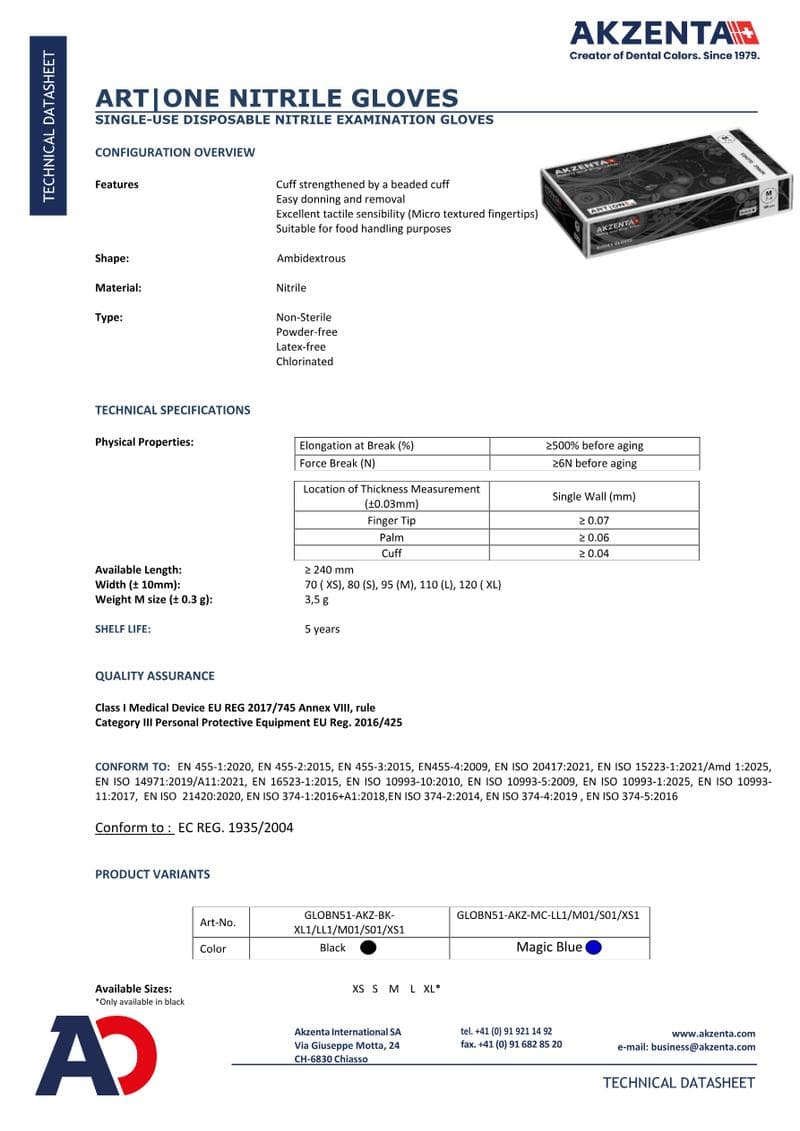Bio Nitrile Gloves Spec Sheet