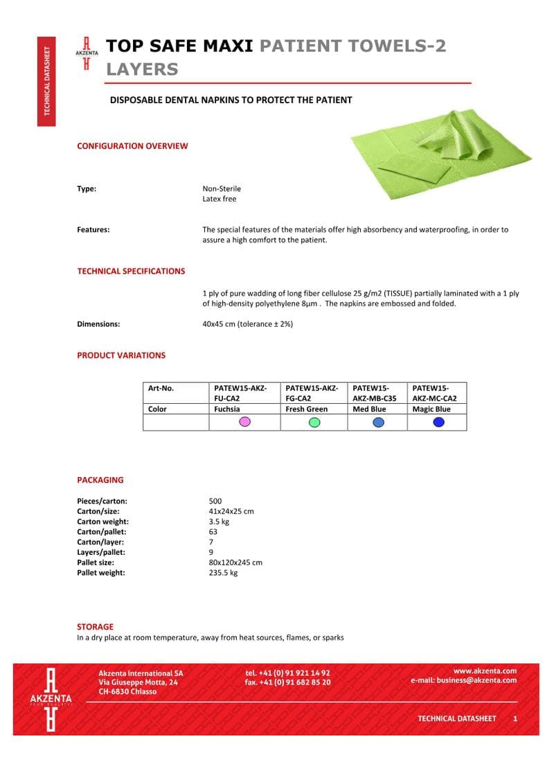 Happy Feet Patient Towels Spec Sheet
