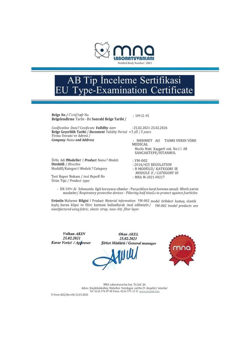 YM-002 CE Certificate