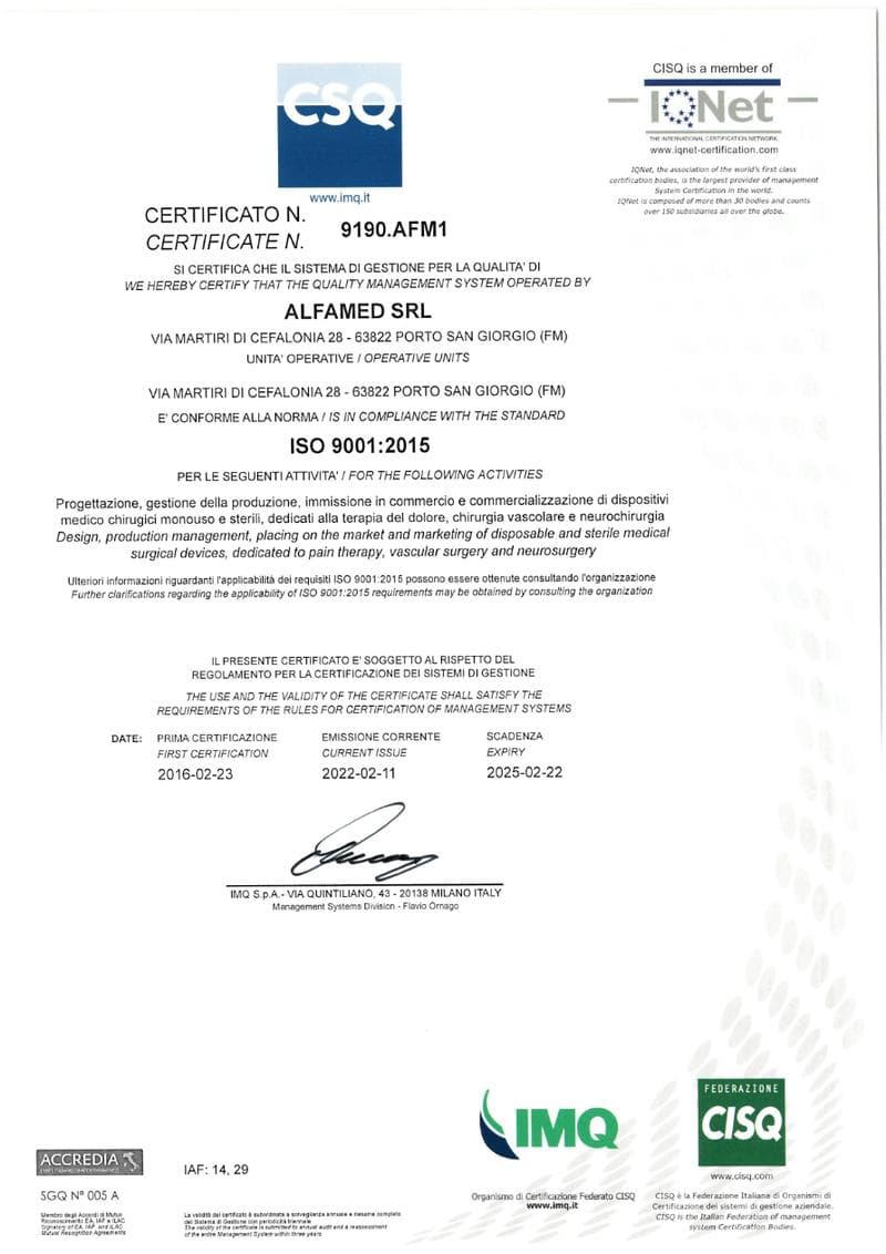 AlfaMed ISO Certificate
