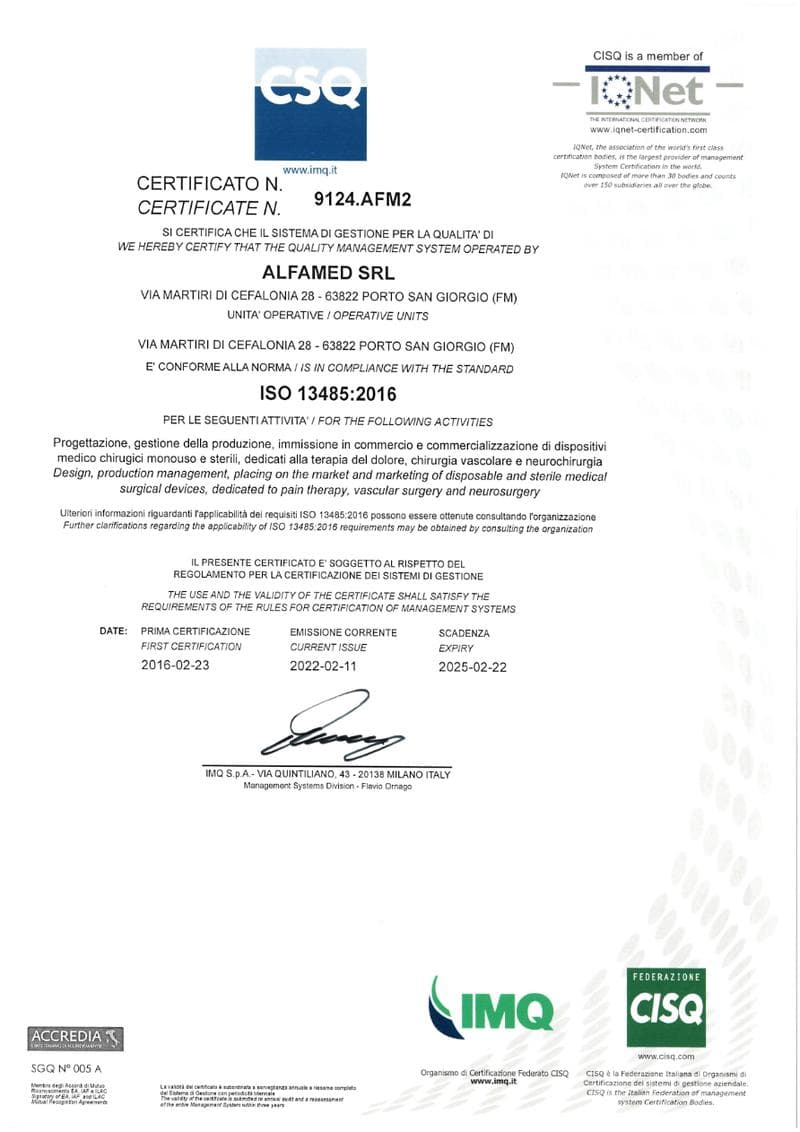 AlfaMed ISO Certificate