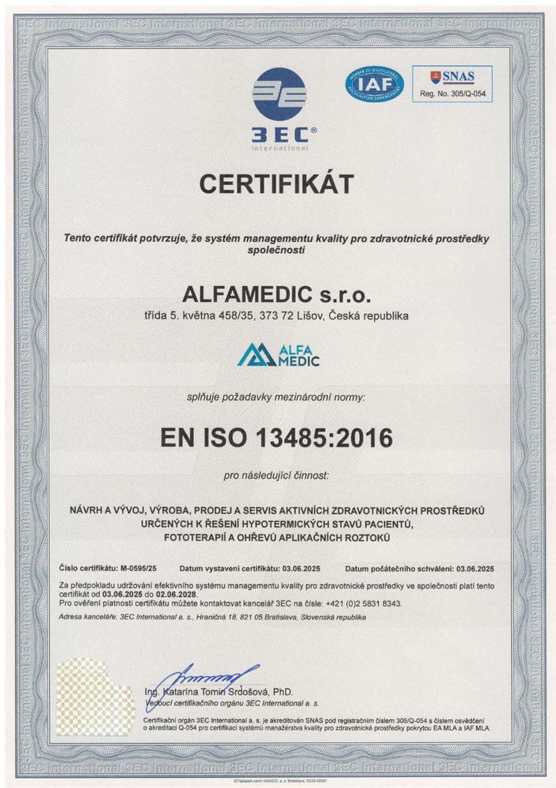 ALFAMEDIC s.r.o. ISO Certificate