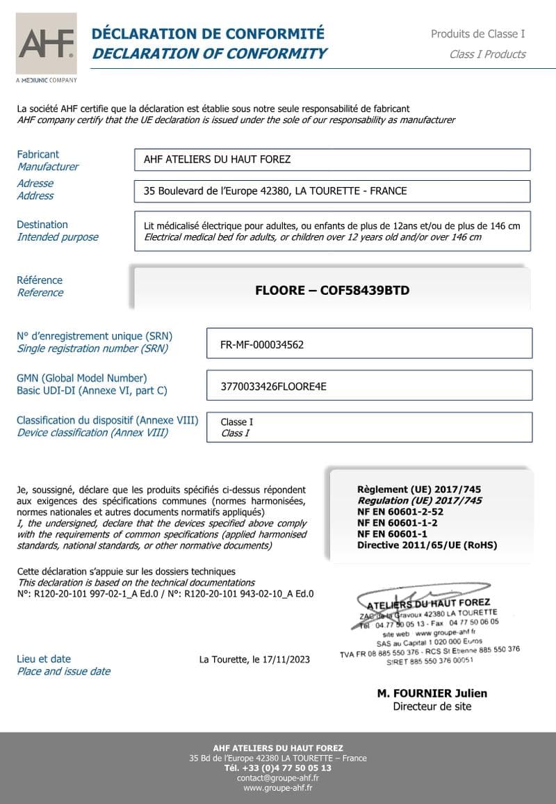 FLOORE Declaration of Conformity