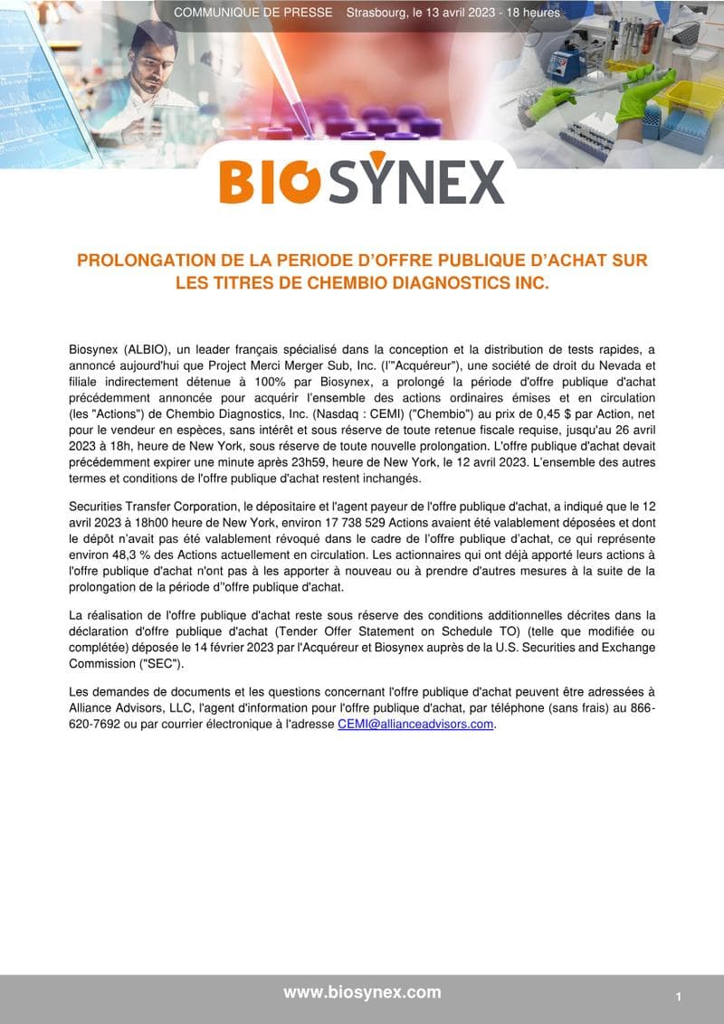 Biosynex Press Release