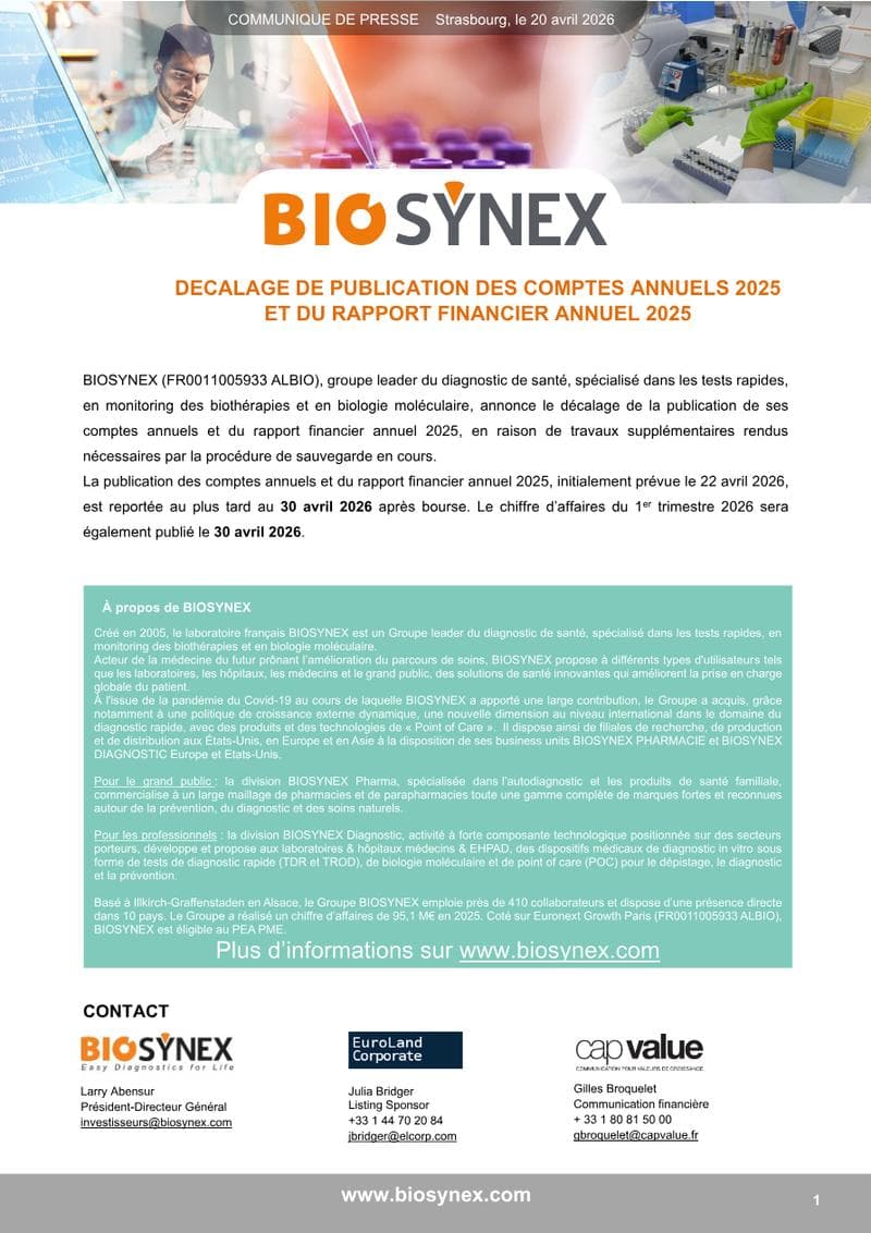 Biosynex Press Release