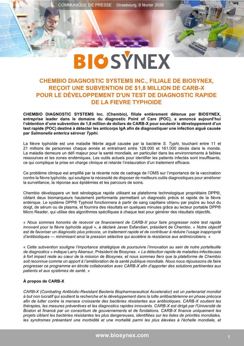 Biosynex Press Release
