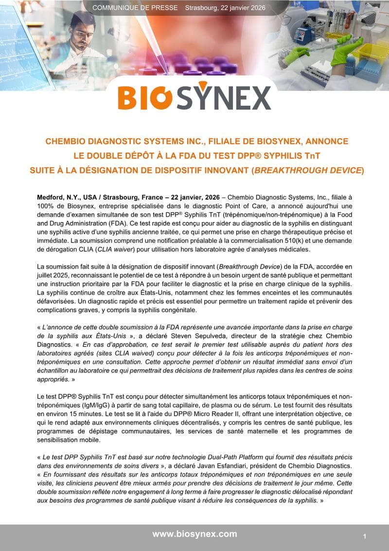 Biosynex Press Release