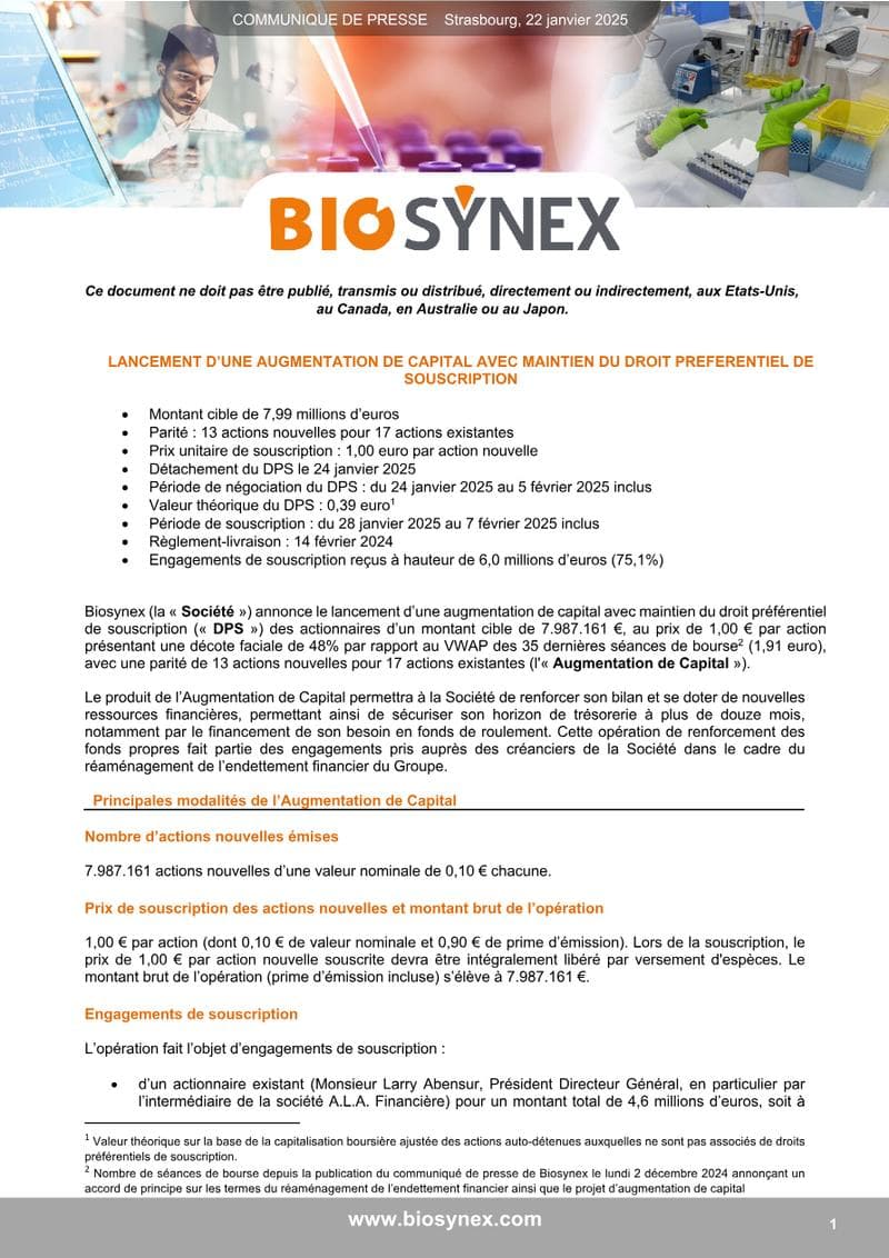 Biosynex Press Release