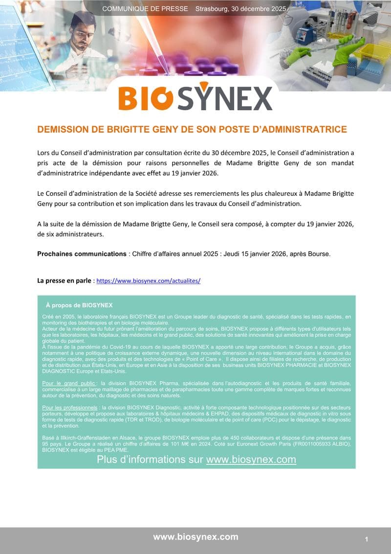 Biosynex Press Release