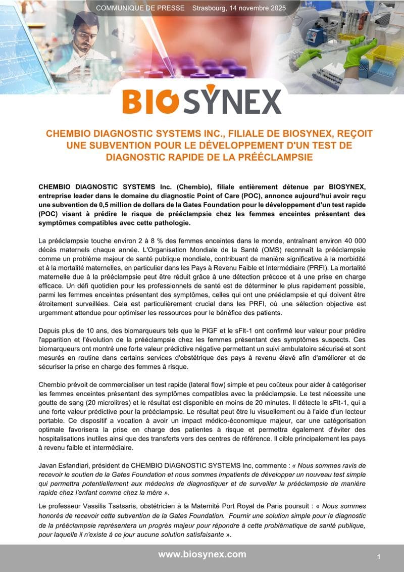 Biosynex Press Release