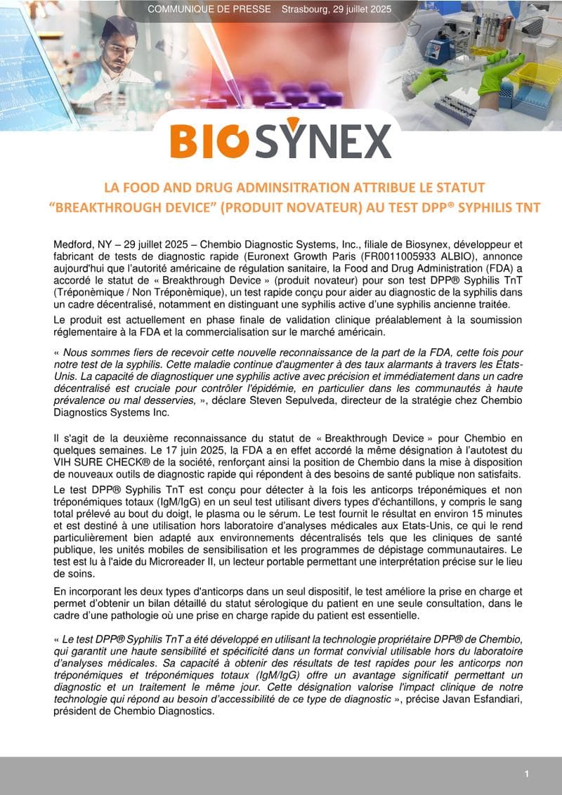 SYPHILITOP Press Release
