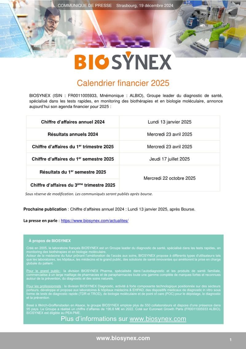 Biosynex Press Release