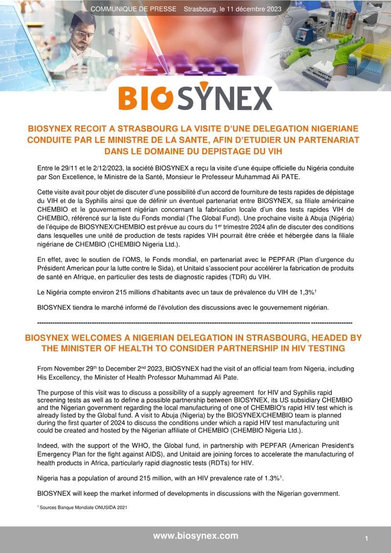 EXACTO PRO HIV Press Release