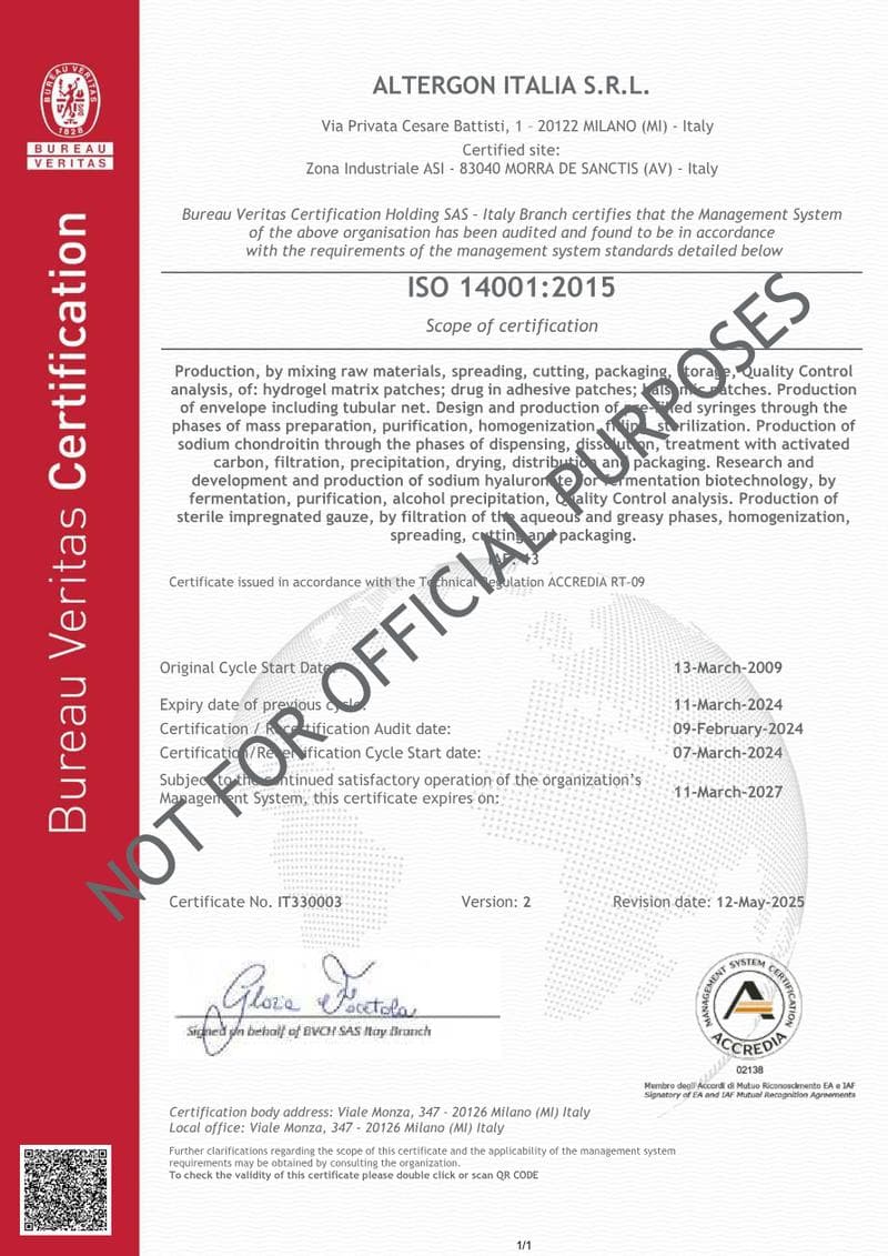 Hydrogel Medicated Patch ISO Certificate