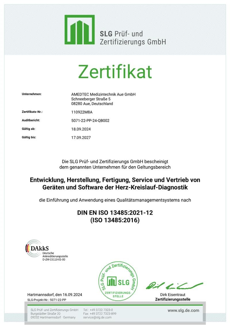 AMEDTEC ISO Certificate