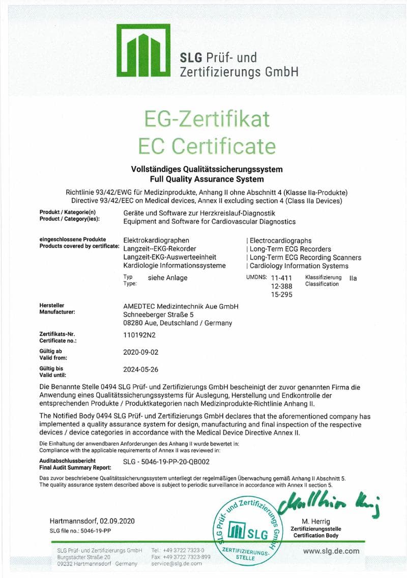 Cardiovascular Diagnostics EC Certificate CE Certificate