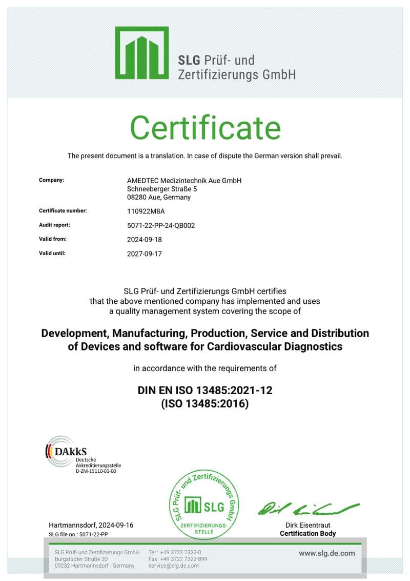 AMEDTEC ISO Certificate