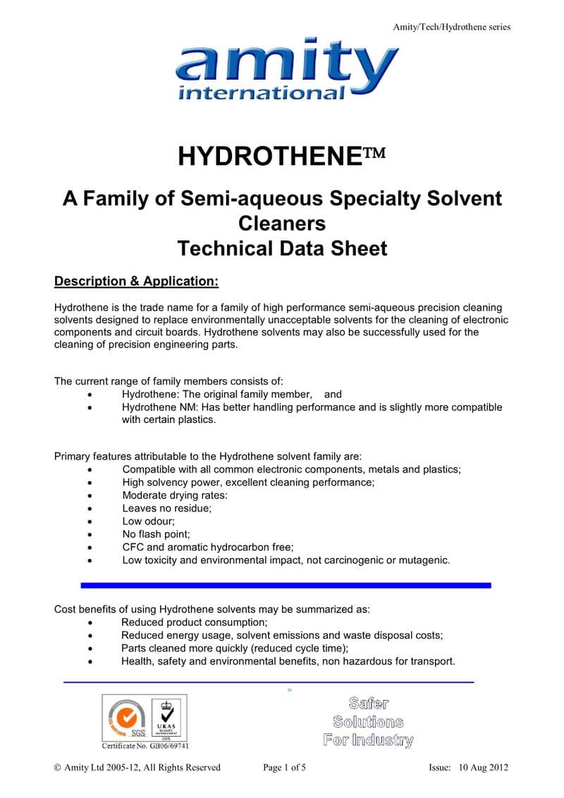 Hydrothene Spec Sheet