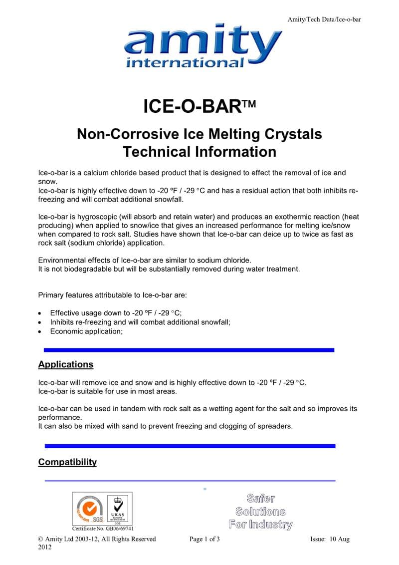 Ice-o-bar Spec Sheet
