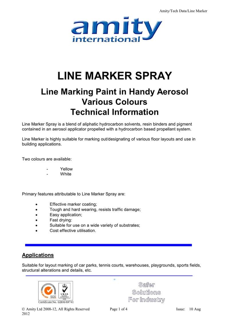 Line Marker Spray Spec Sheet
