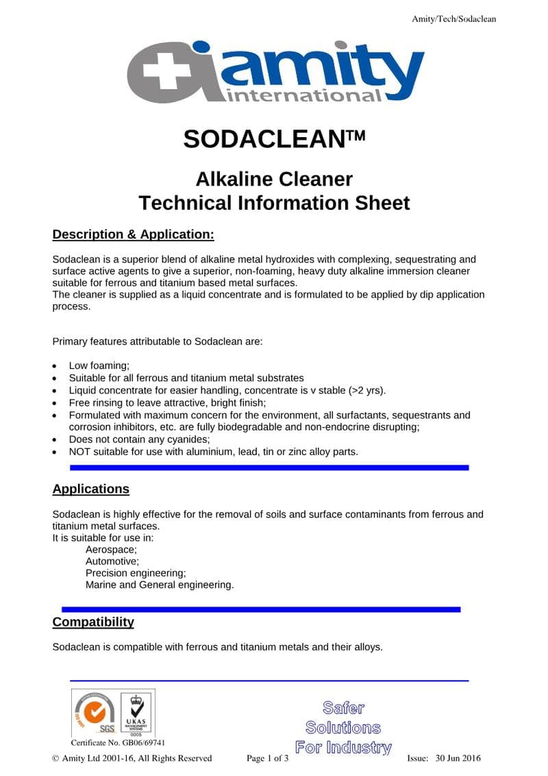 Sodaclean Spec Sheet