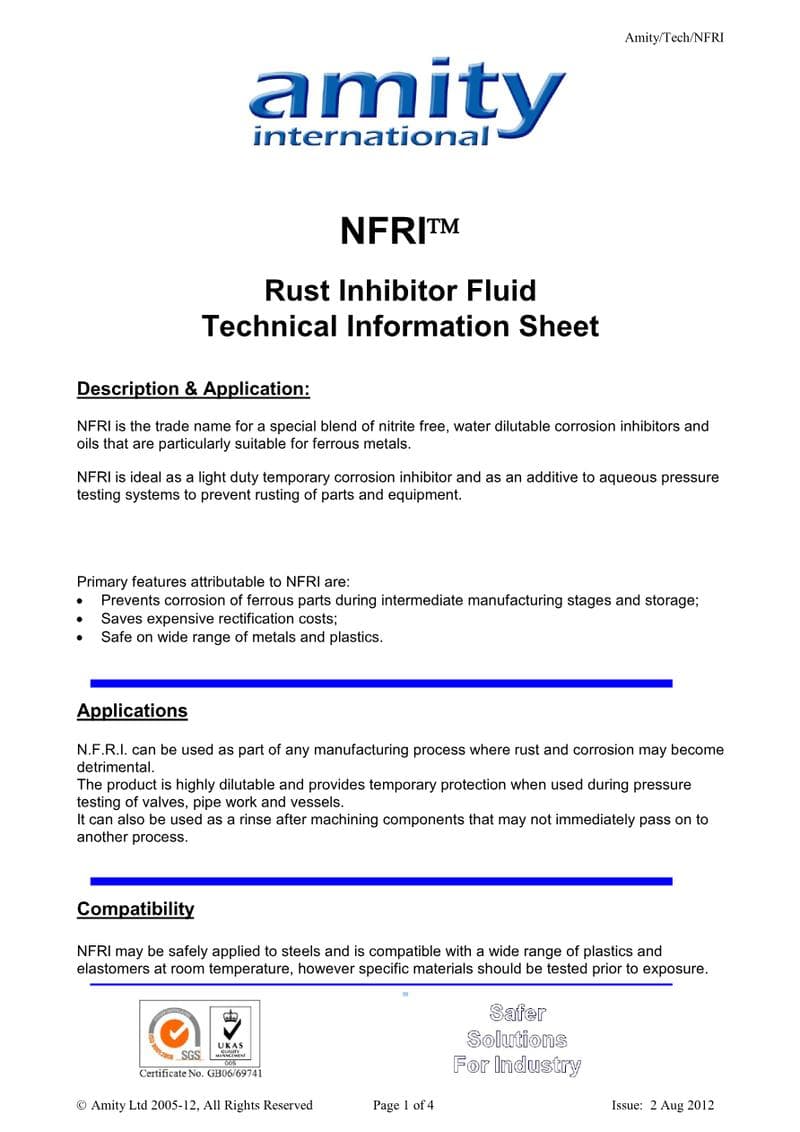 NFRI Spec Sheet