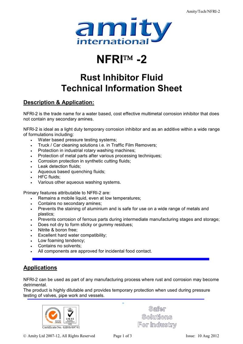 NFRI Spec Sheet
