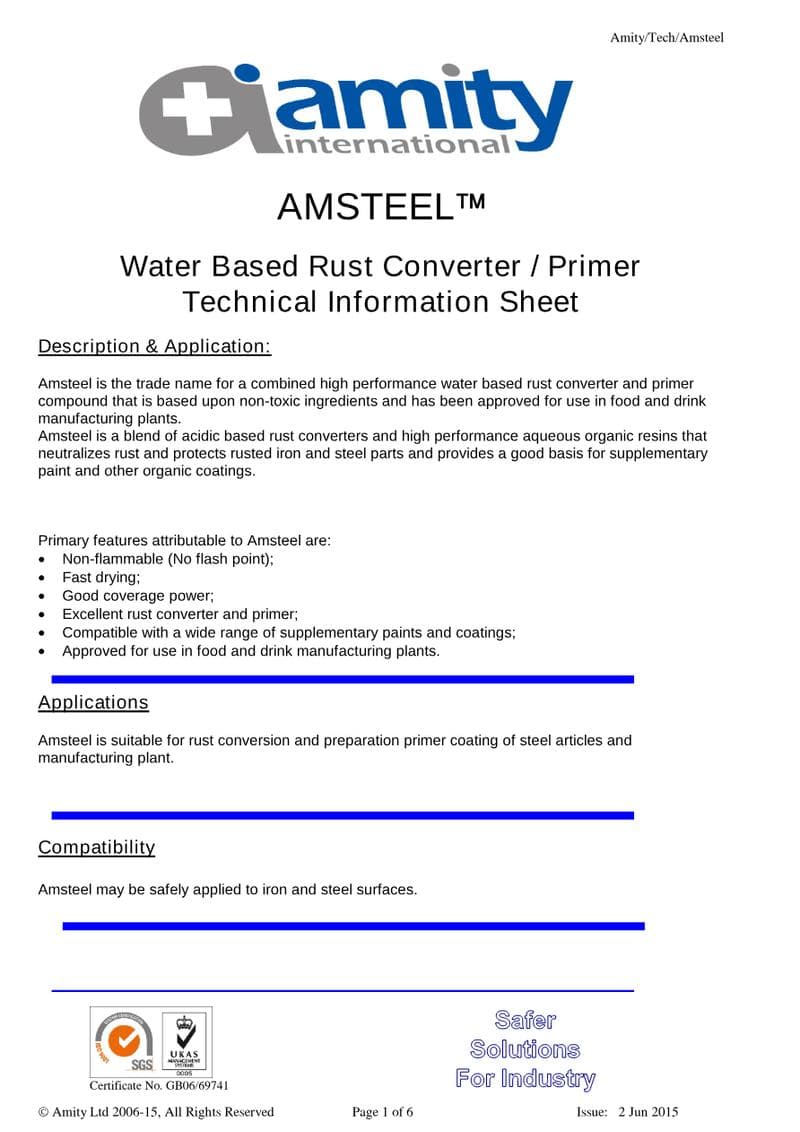 Amsteel Spec Sheet