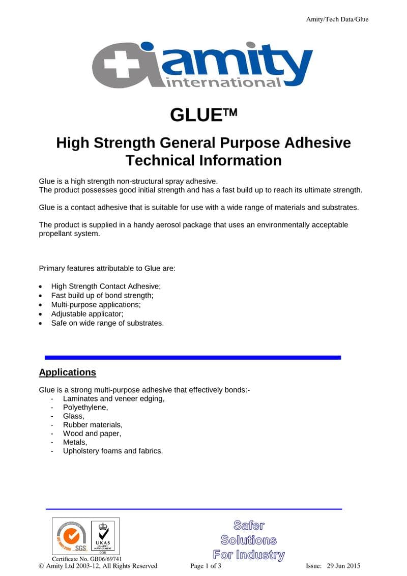 Glue Spec Sheet