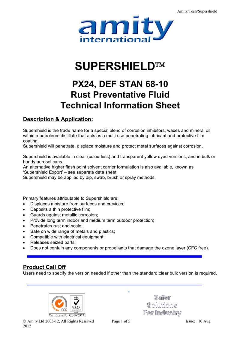 Supershield Spec Sheet