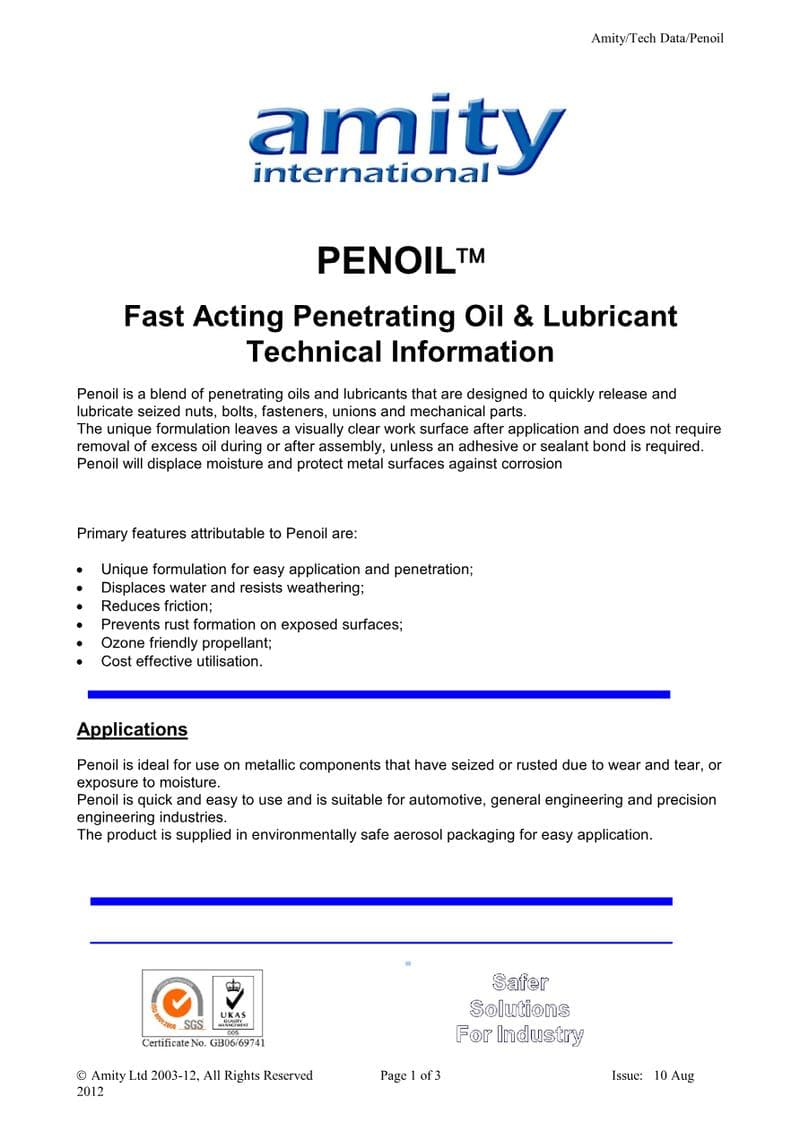 Penoil Spec Sheet