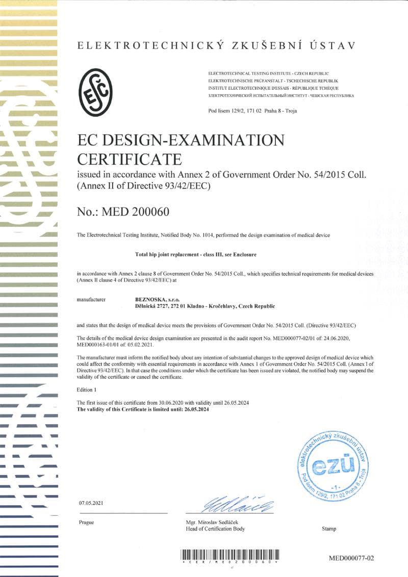 Hip Joint CE Certificate