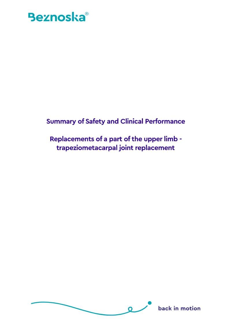 Trapeziometacarpal Joint Replacement SSCP Clinical Evaluation