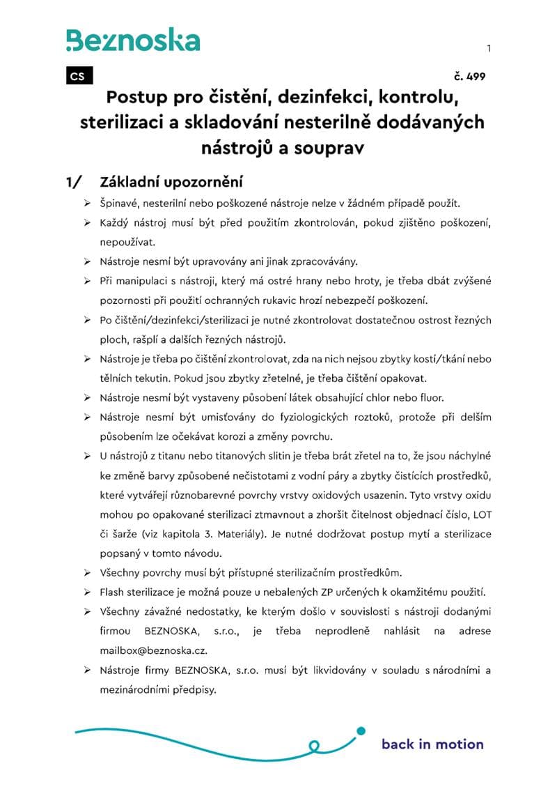 Beznoska Reusable Instruments Operator Manual